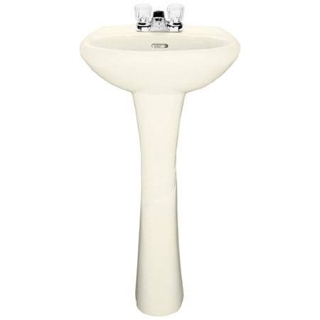 PROFLO Willow Creek 19-1/2" Oval Vitreous China Pedestal Bathroom Sink with Overflow and 3 Faucet Holes at 4" Centers - Sink Only Biscuit