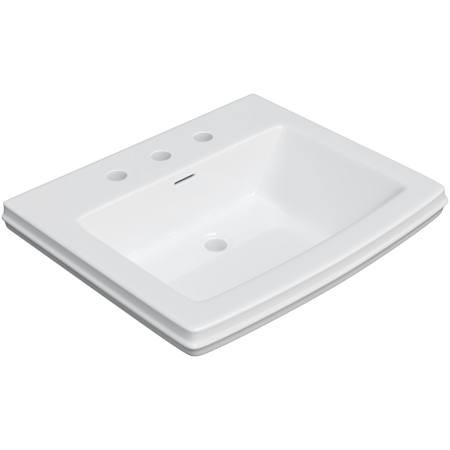 PROFLO Holyoke 24-1/2" Rectangular Fireclay Pedestal Bathroom Sink with Overflow and 3 Faucet Holes at 8" Centers White
