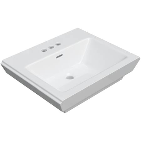PROFLO 22-7/8" Rectangular Vitreous China Pedestal Bathroom Sink with Overflow and 3 Faucet Holes at 4" Centers - Sink Only White