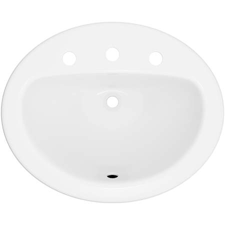 PROFLO Rockaway 20-1/2" Oval Vitreous China Drop In Bathroom Sink with Overflow and 3 Faucet Holes at 8" Centers White
