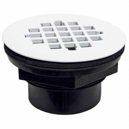 PROFLO 2'' ABS Solvent Weld Shower Drain with 4-1/4" White Plastic Strainer White