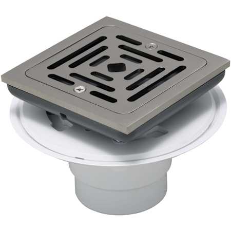 PROFLO PVC 4-1/2" Square Shower Drain Brushed Nickel