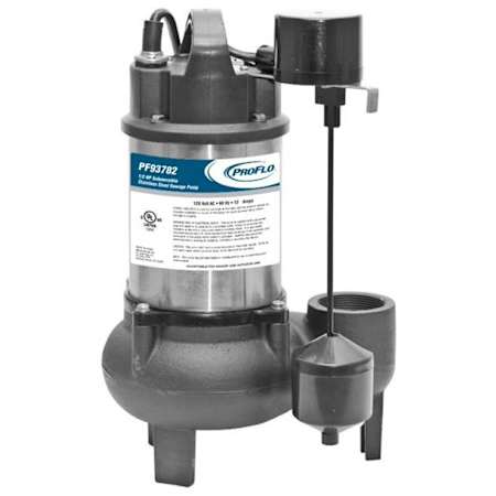 PROFLO PROFLO PF93782 - 1/2 HP Stainless Steel and Cast Iron Sewage Pump (2") with Vertical Switch and SS Impeller N/A