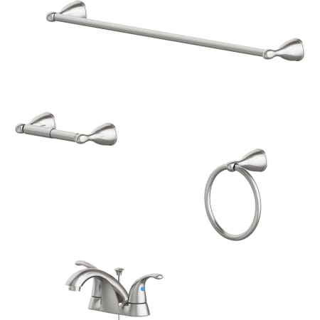 PROFLO 1.2 GPM Mini Widespread Bathroom Faucet Package with Bath Hardware and Pop-Up Drain Brushed Nickel