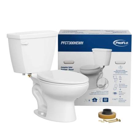 PROFLO 1.28 GPF Two Piece Round Toilet with Left Hand Lever - 15-3/4" Tall Bowl White