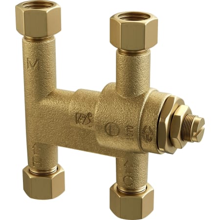 PROFLO 3/8" Thermostatic Mixing Valve - Two Outlets Rough Brass