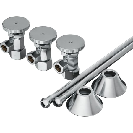 PROFLO 5/8" x 3/8" Straight Supply Stop Kits with Risers and Flanges - Pack of 2 Chrome