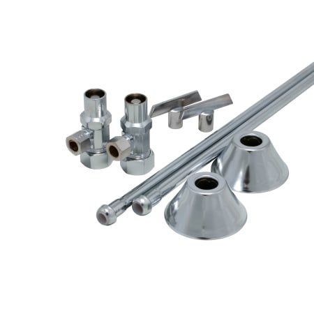 PROFLO 5/8" x 3/8" Supply Kit with Risers, Flanges and Loose Key - Pack of 2 Chrome