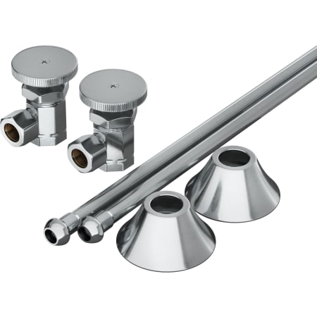 PROFLO 3/8" x 3/8" Straight Supply Stop Kit with Risers and Flanges - Pack of 2 Chrome