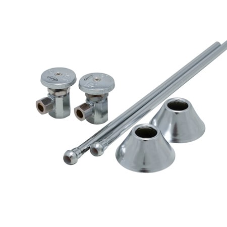 PROFLO 1/2" x 3/8" Straight Supply Stop with Riser and Flanges - Pack of 2 Polished Chrome