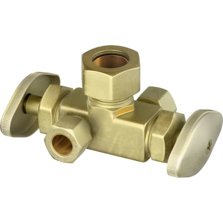 PROFLO 5/8" x 3/8" x 3/8" Multi Turn Dual Handle Angle Supply Stop Rough Brass