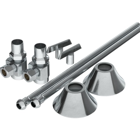 PROFLO 1/2" x 3/8" Straight Supply Stop Kit with Risers, Flanges and Loose Key Chrome