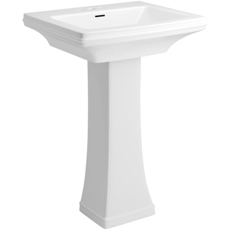 PROFLO Holyoke 24-1/2" Rectangular Fireclay Pedestal Bathroom Sink with 3 Faucet Holes White