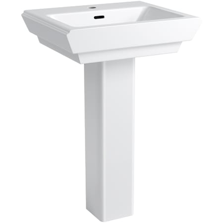 PROFLO Kenai 22-7/8" Rectangular Fireclay Pedestal Bathroom Sink with Single Faucet Hole White