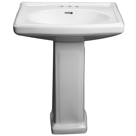 PROFLO Alder Creek 25-1/2" Rectangular Vitreous China Pedestal Bathroom Sink with Overflow and 3 Faucet Holes at 4" Centers - Sink Only Biscuit