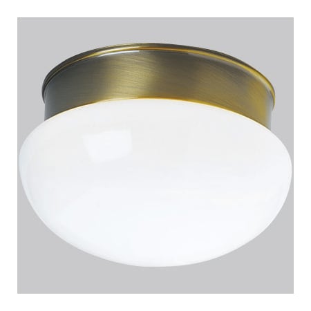 Progress Lighting Fitter Single Light 7-1/2" Wide Flush Mount Bowl Ceiling Fixture with Frosted Glass Antique Brass