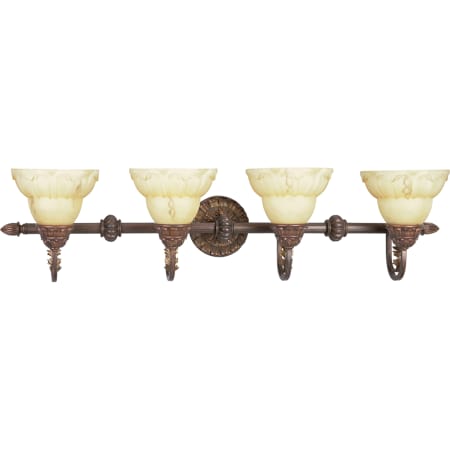 Progress Lighting Appeal 34" Wide 4 Light Vanity Light with Squared Bowl Shades Aged Mahogany