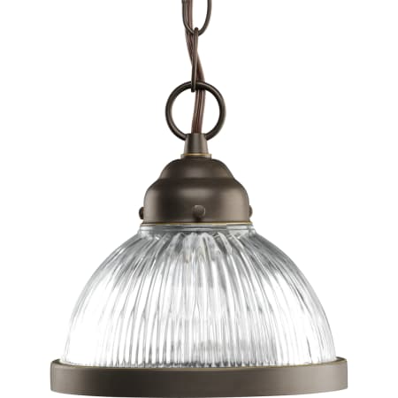 Progress Lighting Prismatic Glass Single Light 7" Wide Mini Pendant Antique Bronze