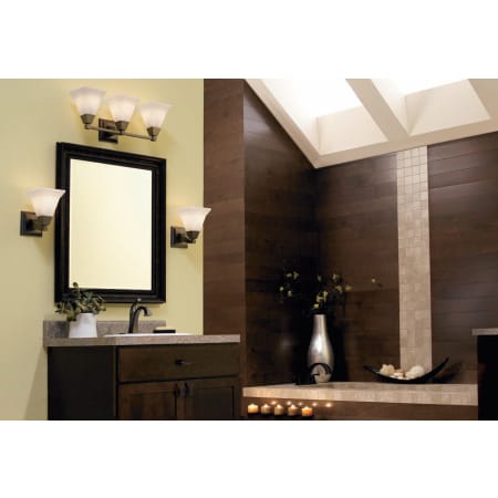 P3135 and P3137 Bathroom Lights with Delta's Dryden Faucets