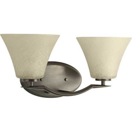 Progress Lighting Bravo 17" Wide 2 Light Vanity Light with Bell Shades Antique Bronze
