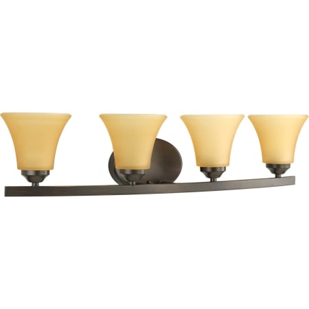 Progress Lighting Adorn 4 Light 28-1/4" Wide Bathroom Vanity Light with Etched Glass Shades Antique Bronze