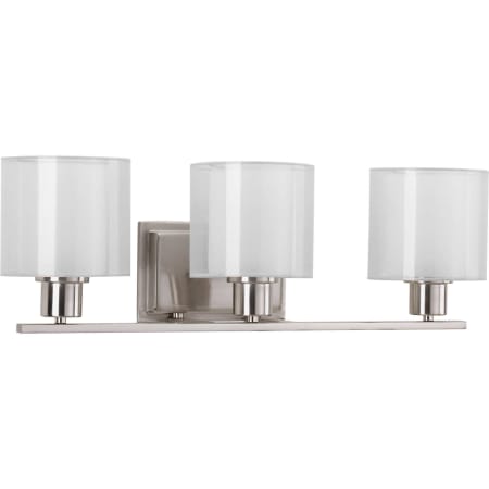 Progress Lighting Invite 3 Light Bathroom Vanity Light with Mylar Shades - 24" Wide Brushed Nickel