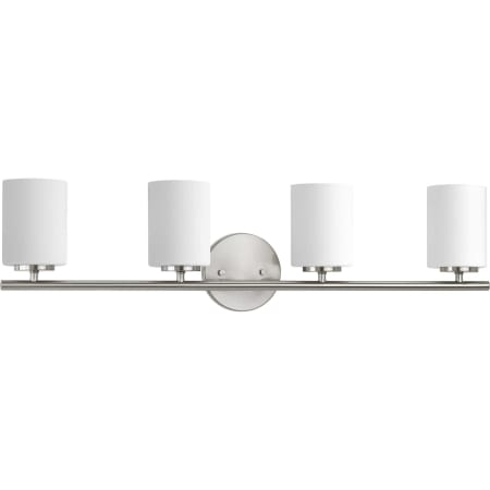 Progress Lighting Replay 4 Light 31" Wide Bathroom Vanity Light with Etched Glass Shades Brushed Nickel