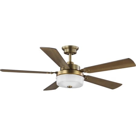 Progress Lighting Tempt 52" 5 Blade LED Indoor Ceiling Fan with Remote Control Vintage Brass