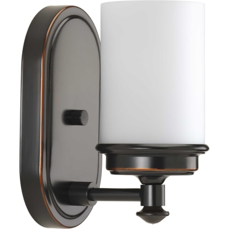 Progress Lighting Glide Single Light 4-1/2" Wide Bathroom Sconce with White Glass Pillar Shade Rubbed Bronze