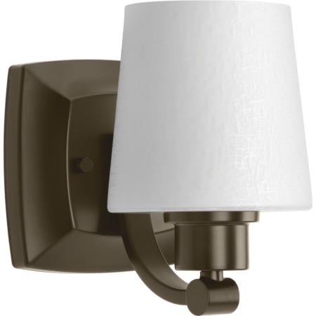 Progress Lighting Glance Single Light 5-3/8" Wide Bathroom Sconce with Etched White Linen Glass Shade Antique Bronze