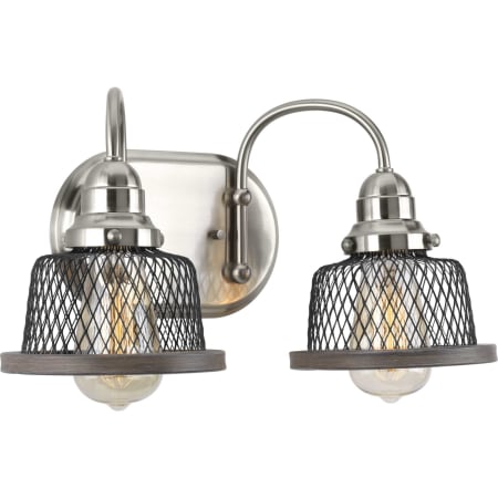 Progress Lighting Tilley 2 Light 15" Wide Bathroom Vanity Light with Metal Mesh Shades Brushed Nickel