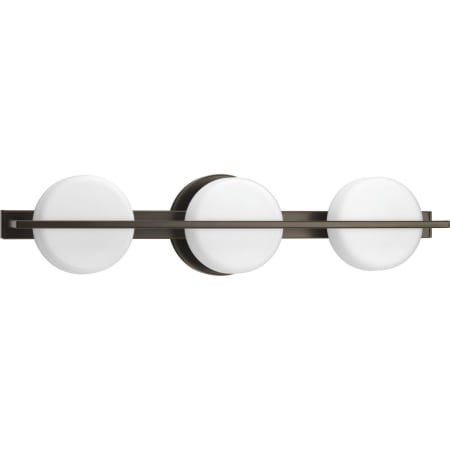 Progress Lighting Volo 3 Light 24" Wide Integrated LED Bathroom Vanity Light with Etched Opal Glass Shades Antique Bronze