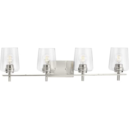 Progress Lighting Calais 4 Light 34" Wide Bathroom Vanity Light with Clear Glass Shades Brushed Nickel