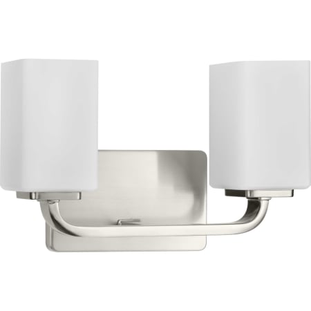 Progress Lighting Cowan 2 Light 14" Wide Bathroom Vanity Light with Frosted Glass Shades Brushed Nickel