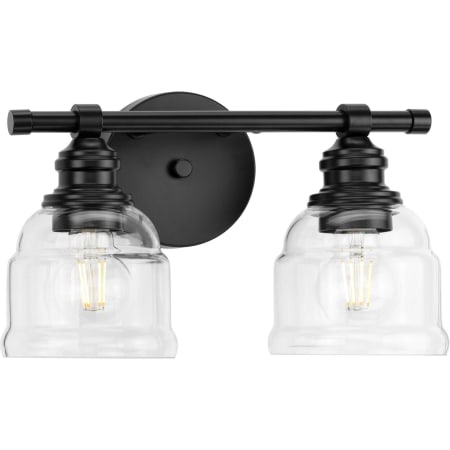 Progress Lighting Ambrose 2 Light 13" Wide Bathroom Vanity Light with Clear Glass Shades Matte Black