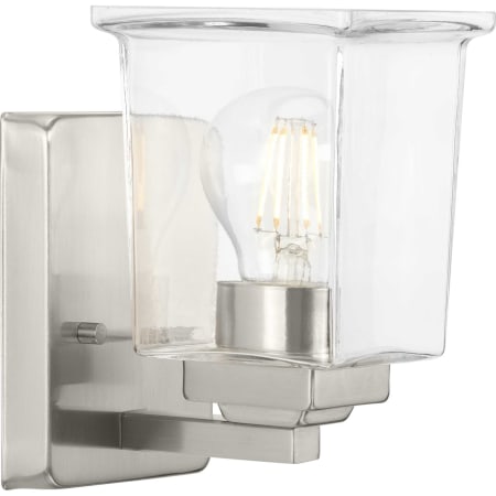 Progress Lighting Gilmour 7" Tall Bathroom Sconce with Clear Glass Shade Brushed Nickel