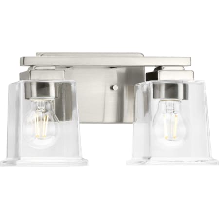 Progress Lighting Gilmour 2 Light 12" Wide Bathroom Vanity Light with Clear Glass Shades Brushed Nickel