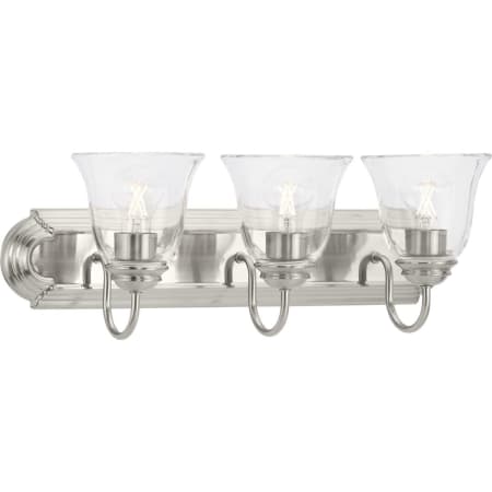 Progress Lighting Clear Glass 3 Light 24" Wide Bathroom Vanity Light Brushed Nickel