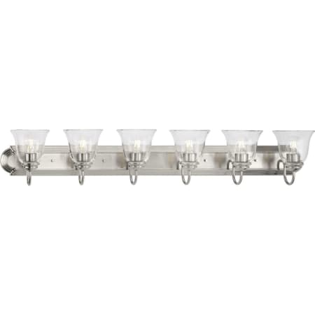 Progress Lighting Clear Glass 6 Light 48" Wide Bathroom Vanity Light Brushed Nickel
