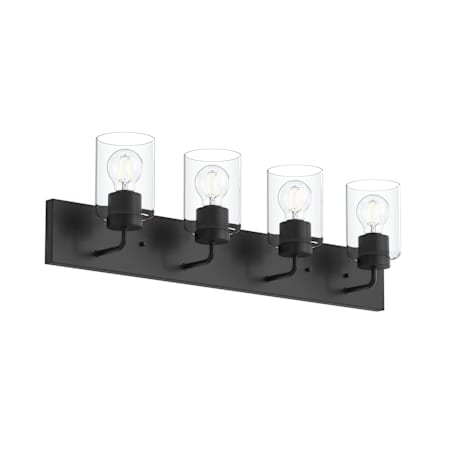 Progress Lighting Merry 4 Light 30" Wide Vanity Light with Clear Glass Shade Black