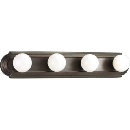 Progress Lighting Broadway Four Light Vanity Strip with Embossed Backplate Antique Bronze