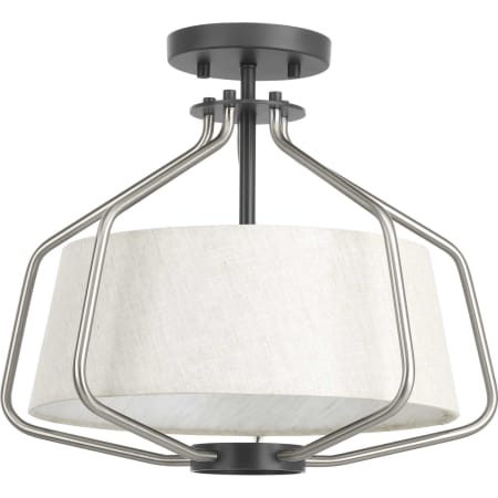 Progress Lighting Hangar 2 Light 16" Wide Semi-Flush Ceiling Fixture or Pendant Brushed Nickel