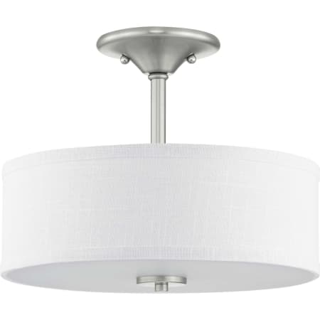 Progress Lighting Inspire 2 Light 13" Wide Semi-Flush Drum Ceiling Fixture Brushed Nickel
