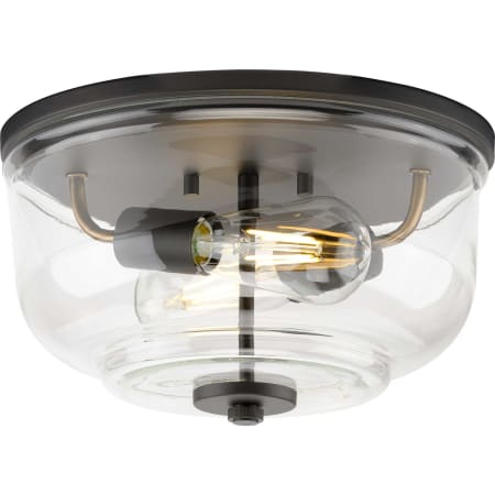 Progress Lighting Rushton 2 Light 12" Wide Flush Mount Bowl Ceiling Fixture Graphite