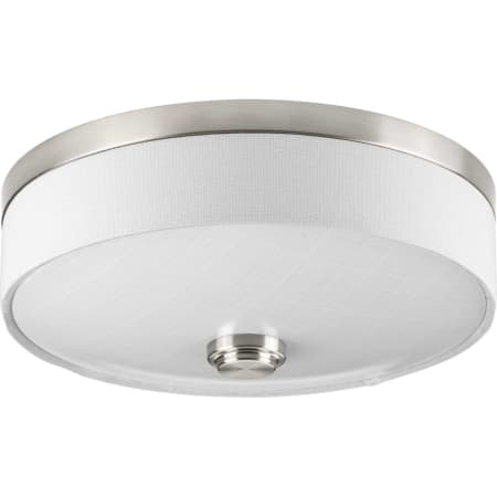 Progress Lighting Weaver 1 Light LED Flush Mount Ceiling Fixture with Fabric Drum Shade Brushed Nickel