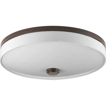 Progress Lighting Weaver 2 Light LED Flush Mount Ceiling Fixture with Fabric Drum Shade Antique Bronze
