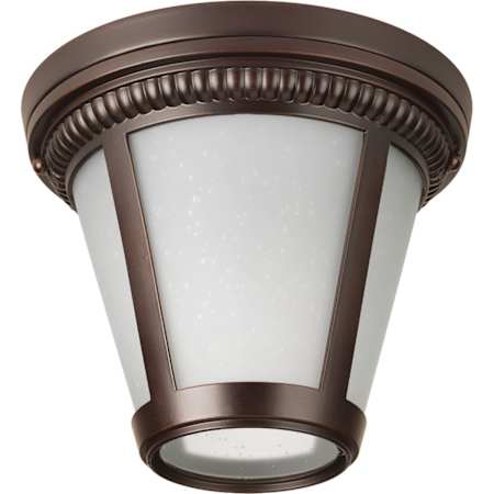 Progress Lighting Westport LED Outdoor Flush Mount Ceiling Fixture with White Seeded Glass - 9" Wide Antique Bronze