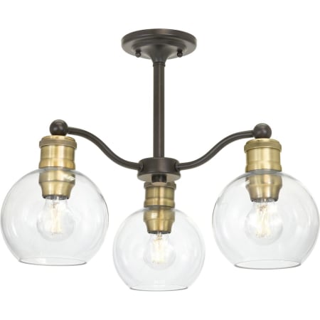 Progress Lighting Hansford 3 Light 21" Wide Chandelier / Converts to Semi-Flush Ceiling Fixture Antique Bronze