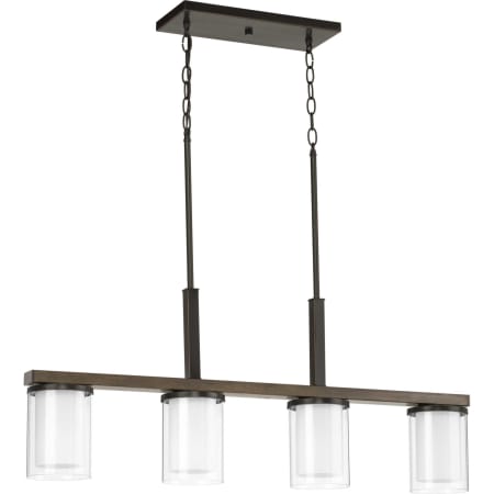 Progress Lighting Mast 38" Wide 4 Light Linear Chandelier Antique Bronze