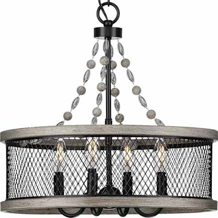 Progress Lighting Austelle 4 Light 18" Wide Beaded Drum Chandelier Antique Bronze